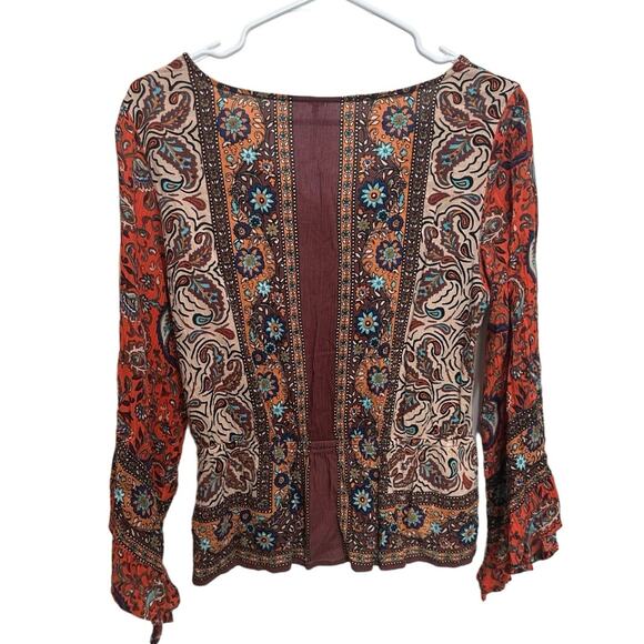 Free People Top Rosalie Wrap Paisley Boho Women’s Size Medium - Picture 5 of 7